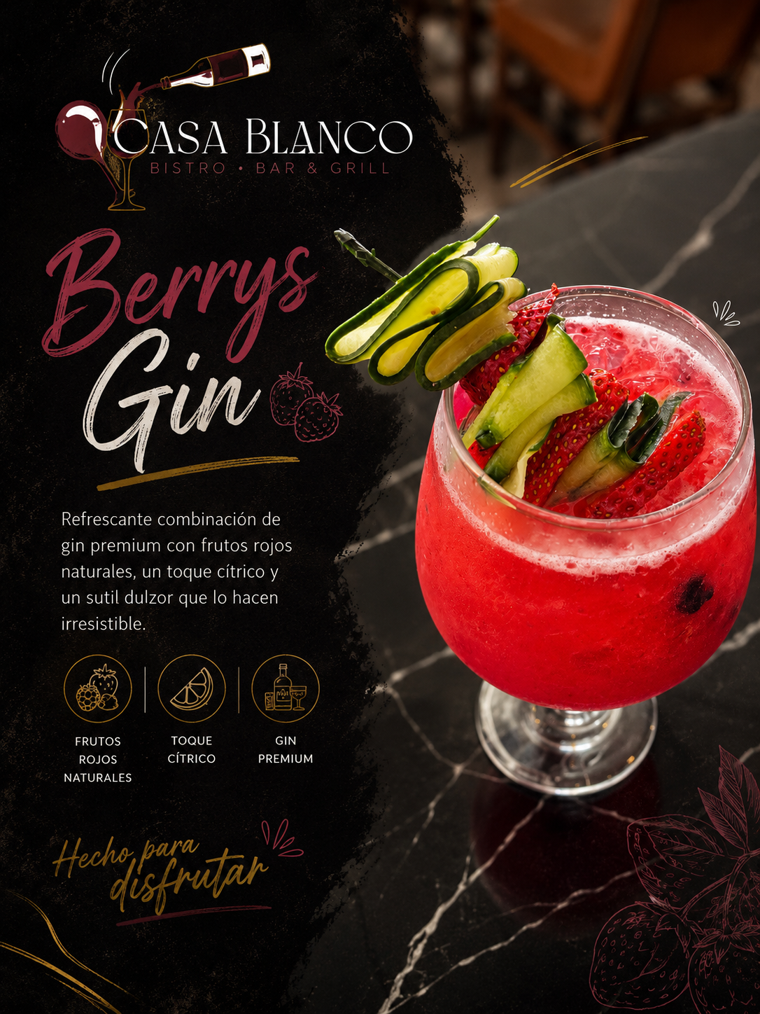 Bebida Berry Gin de Casa Blanco